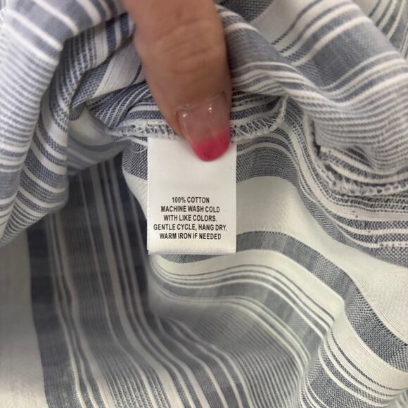 NWT UNTUCKit Romagana Tunic Top Blue White Stripe Cotton 3/4 Sleeve 6 - Picture 4 of 5
